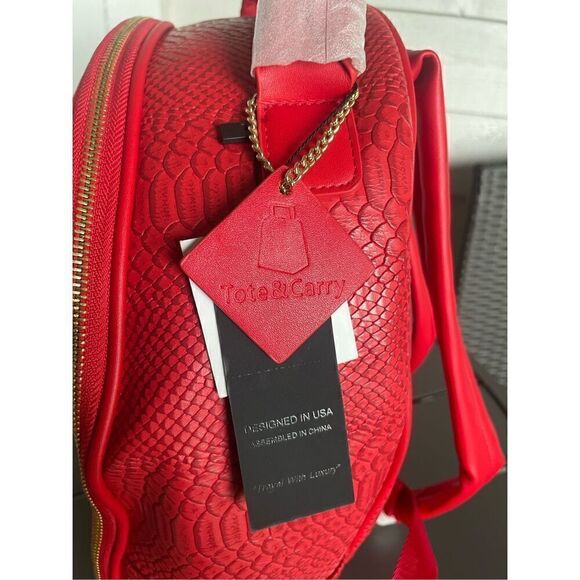 NWT Tote & Carry Red Faux Snake Skin Bag - Picture 11 of 12